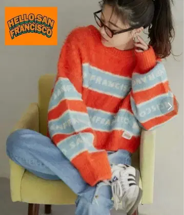 HELLO.SANFRANCISCO 브러싱 자카드 로고 니트