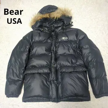 베어 BearUSA 다운 자켓 후드, 퍼 탈부착 가능 블랙 M