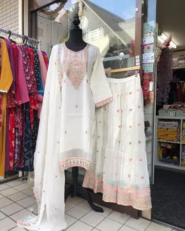 쿠르타, 팬츠, 숄 (3종 세트)