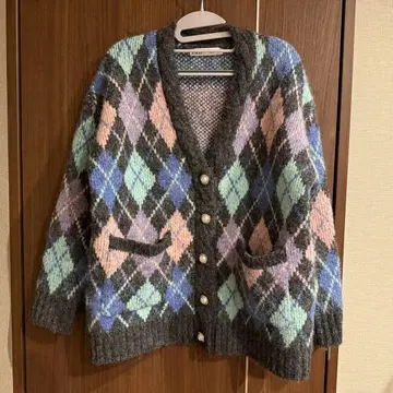 zara 니트 가디건 아가일 체크