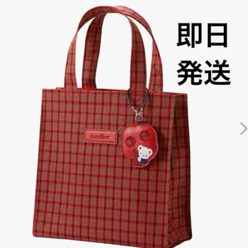 패밀리아 토트백 체크 빨간색 레드 familiar 소