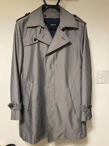 COMME CA ISM 그레이 스트라이프 트렌치코트 S