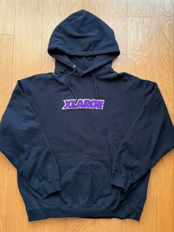 XLARGE(엑스라지) 로고 풀 후드티 블랙 XL 자수 로고