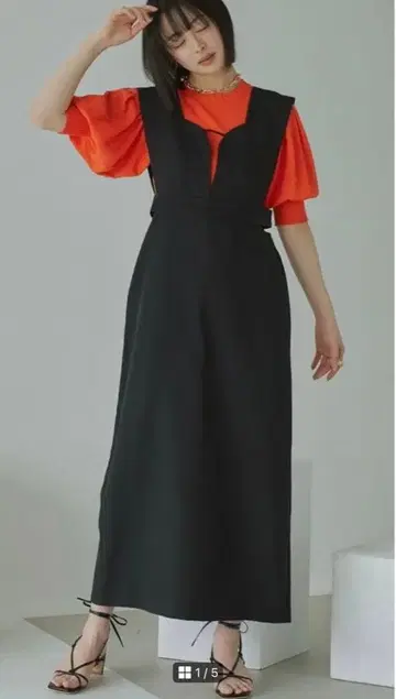 새상품 miette 사이드컷 오버롤 스커트 블랙 프리 사이즈