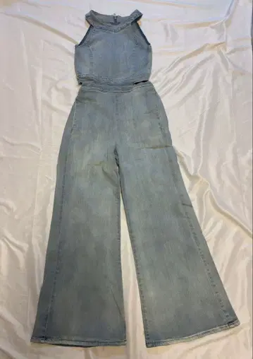 제이다 백 지퍼 데님 올인원 S