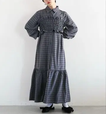 레이지블루 3WAY/리본 뷔스티에 세트 셔츠 원피스