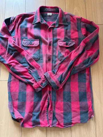 WAREHOUSE 빨검 체크 플란넬 셔츠