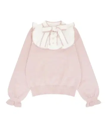 HoneyCinnamon 허니 시나몬 절개 프릴 보타이 니트탑 핑크