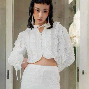 HONEY MI HONEY 셔링 프릴 가디건 블랙