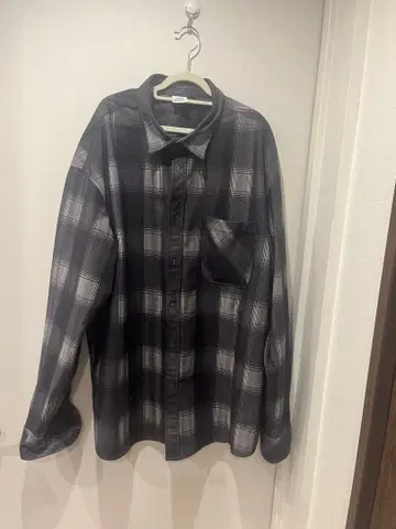 블랙 그레이 체크 무늬 긴팔 플란넬 셔츠