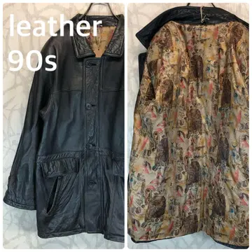 가죽 자켓 천연 가죽 90s 블랙 가죽 코트 안감 투탕카멘 R