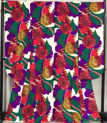 새상품급 후리소데 기성복 폴리에스테르 그린색 멀티 컬러 계열