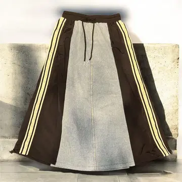 ABITOKYO 데님 절개 롱 스커트