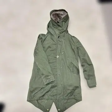 여성용 올리브 그린 롱 모즈 코트 M 사이즈