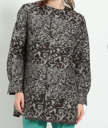 maturely 플라워 자카드 프린지 자켓 브라운