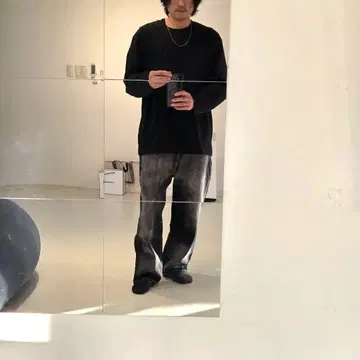 [NESTA BRAND] 스트레치 와이드 데님 블랙