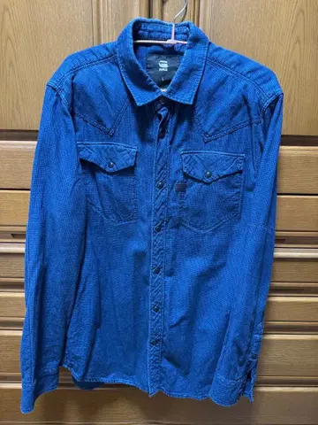 지스타 로우 체크 무늬 블루 셔츠 L