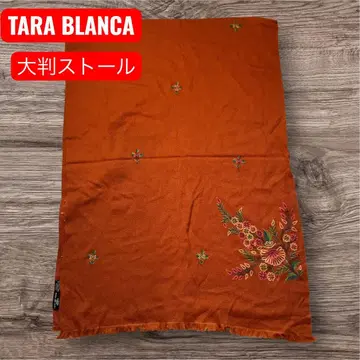 TARA BLANCA 오렌지 꽃무늬 자수 스톨