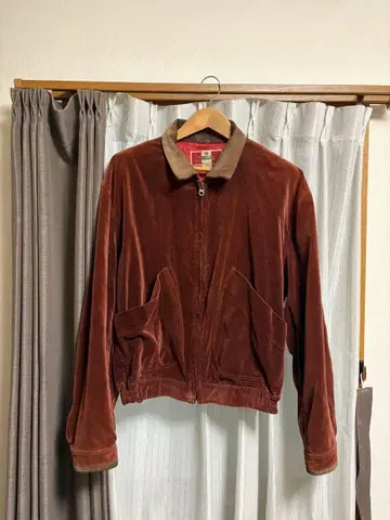 80s~90s 벨로아 자켓 블루종 절개 스웨이드 브라운