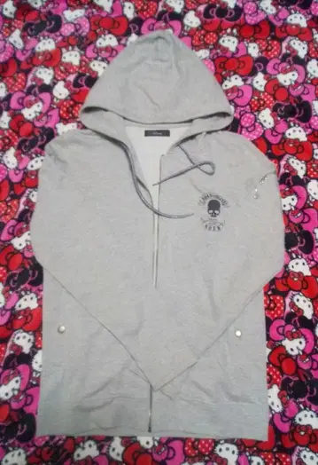 Roen 스컬 장식 후드티 그레이 후드 부착 L 사이즈