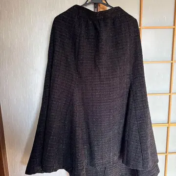 빅 사이즈 니센 블랙 라메 스커트