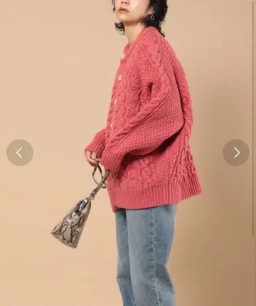 프릭스스토어 피셔맨 가디건 니트 핑크