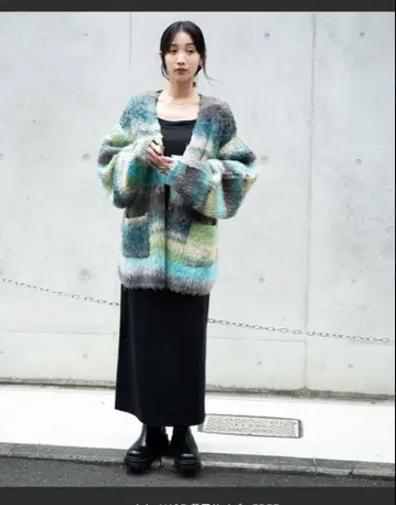 WEGO 멀티 스트라이프 브러쉬 니트 가디건 여성용