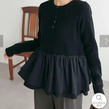 그 외 소재 절개 페플럼 헨리 풀오버