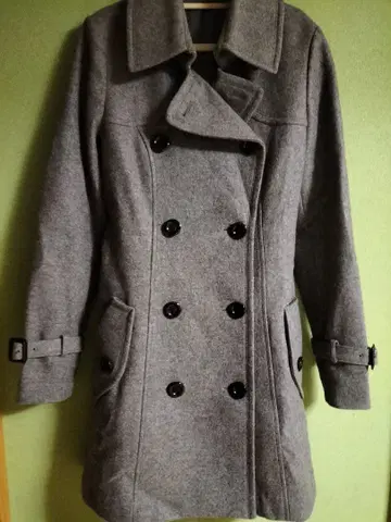 그레이 더블 브레스트 체스터 코트