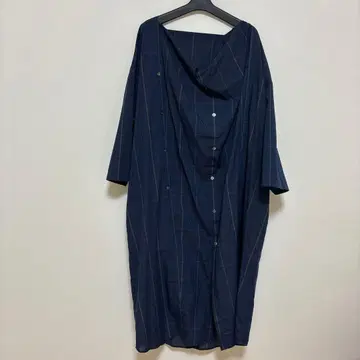 [ 미사용품 ] zucca 네이비 체크 무늬 셔츠 원피스