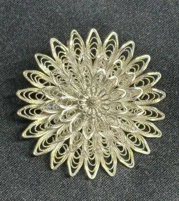 실버 925 꽃 모양 브로치
