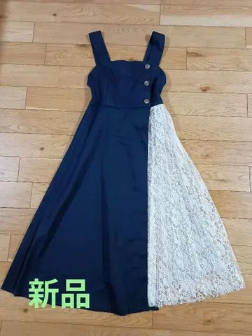 [ 새상품 ] 원피스 레이스 절개 오버롤 스커트 M