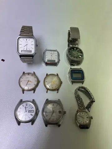 실버 아날로그 시계 9개 세트