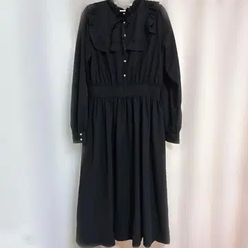 앙크루즈 긴팔 프릴 리본 롱 원피스