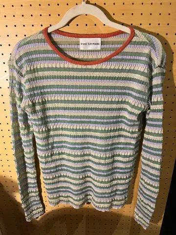 YUKI SHIMANE 스트라이프 니트 스웨터 긴팔
