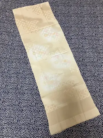 오비 장식 천 칠보 패턴 베이지 금실