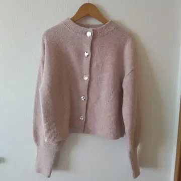 VIS 모듬 단추 라메 니트 가디건 긴팔 워셔블
