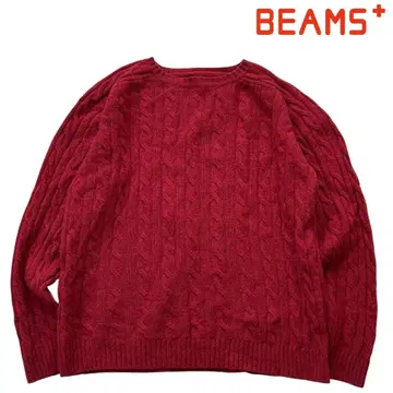 [빔즈플러스] 5게이지 케이블 크루넥 스웨터 버건디