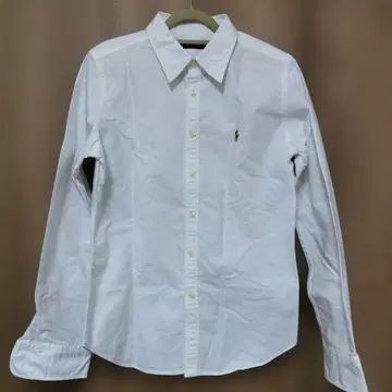 폴로 랄프 로렌 로고 자수 화이트 긴팔 셔츠