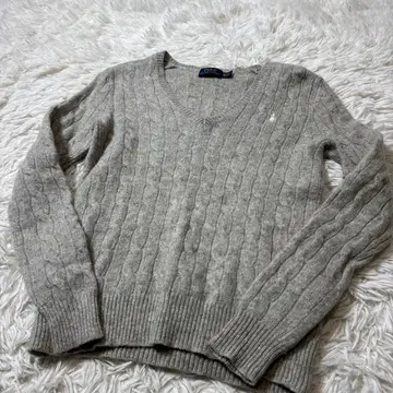 폴로 랄프로렌 그레이 v넥 케이블 니트 스웨터 캐시미어 10