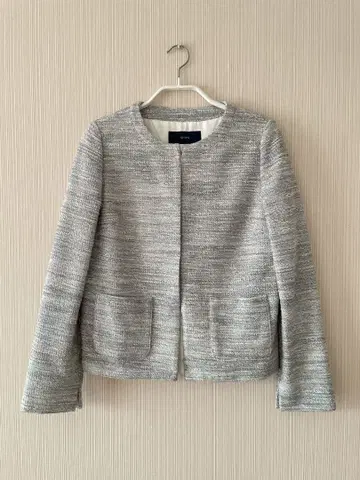 SHIPS MAPEL/트위드 노카라 자켓 그레이 36