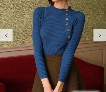 새상품 파란 리브 편 긴팔 니트