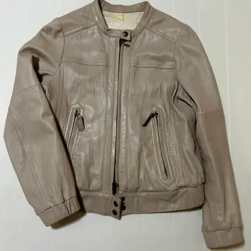mjuka 램스킨 가죽 자켓 그레이 베이지