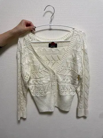 DaTuRa 레이스 편직 가디건 F 화이트