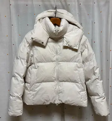 GU 후드 부착 다운 자켓 L 화이트 히트 패디드 블루종