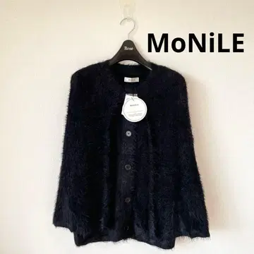 [ 새상품 ] 모니레 페더 니트 케이프풍 가디건 복슬복슬 블랙