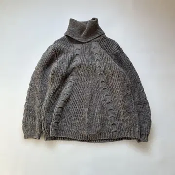 이탈리아제 오버 사이즈 아란 니트 터틀넥 알파카 울 혼방