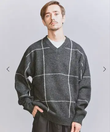 BEAUTY&YOUTH 그레이 V넥 니트 XL