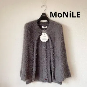 [ 새상품 ] 모니레 페더 니트 케이프풍 가디건 복슬복슬 어른 그레이