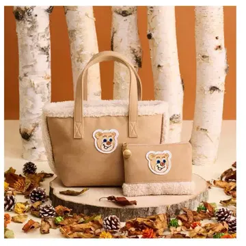 [ 새상품 ] 러브리바이페이러 올드 테디 와펜 보아백 파우치 세트